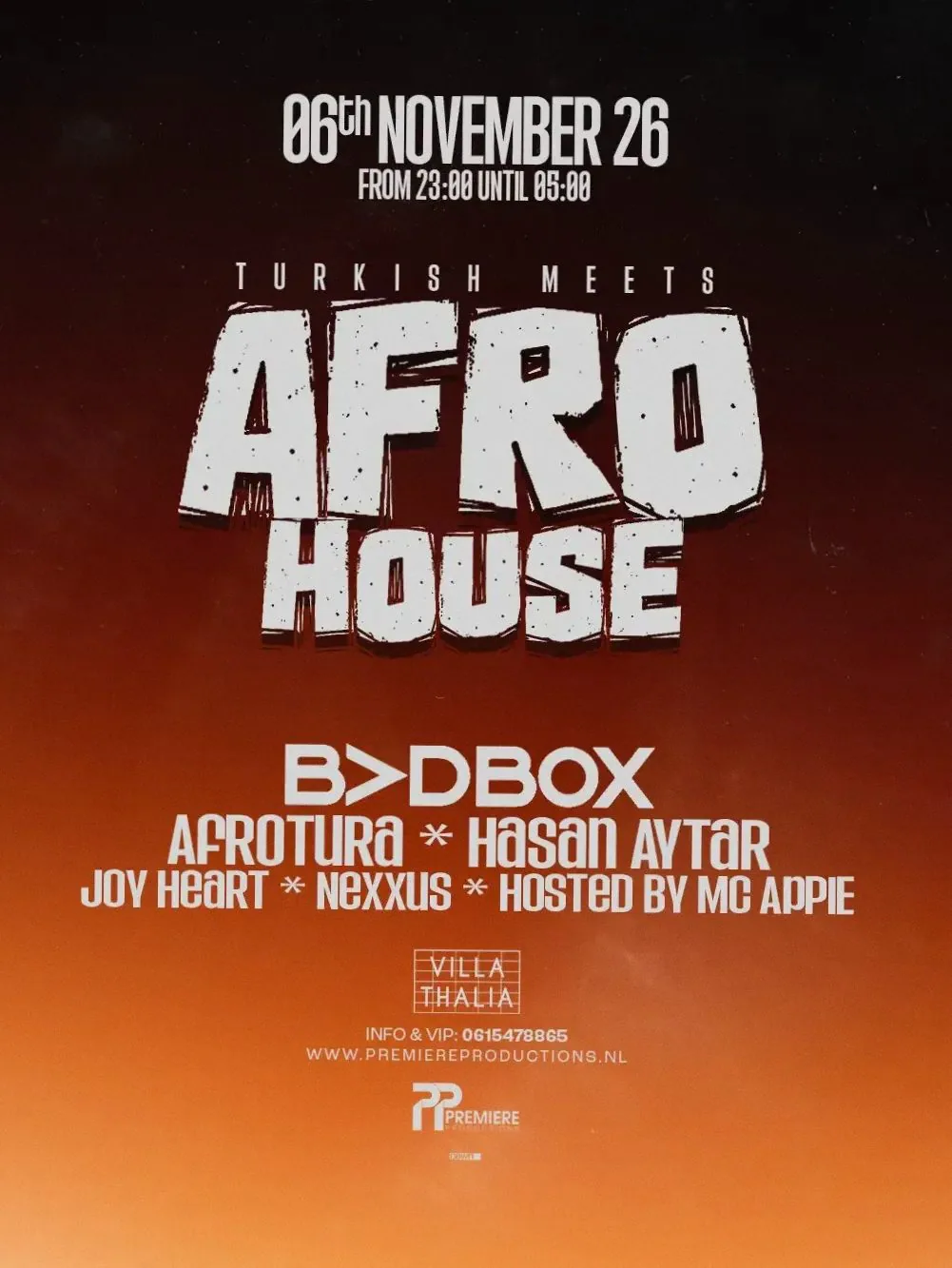 AFROHOUSE SPECIAL · Club Villa Thalia, Rotterdam · Fri, 6 Nov 2026