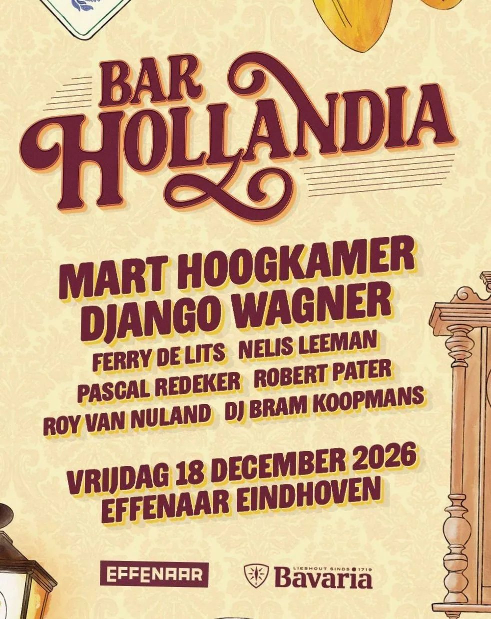 Bar Hollandia: Mart Hoogkamer, Django Wagner & meer · Effenaar, Eindhoven · vr 18 dec 2026