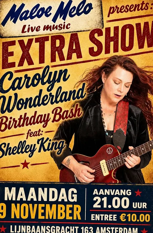 Carolyn Wonderland’s (USA) birthday bash · Maloe Melo, Amsterdam · Mon, 9 Nov 2026
