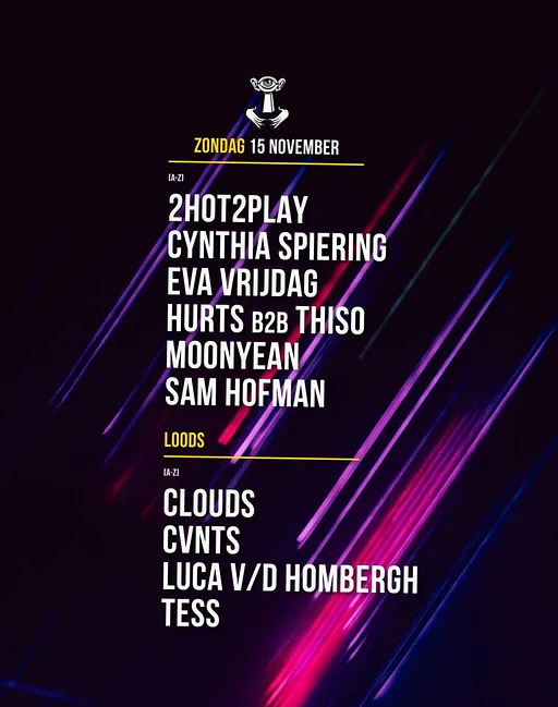 Cynthia Spiering / Sam Hofman / 2HOT2PLAY & more · Thuishaven festivalterrein, Amsterdam · zo 15 nov 2026