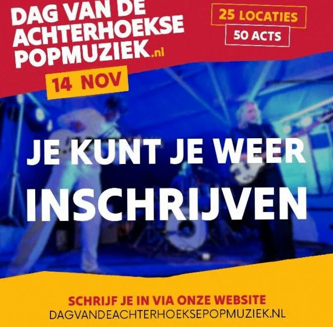 Dag van de Achterhoekse Popmuziek · DRU Cultuurfabriek, Ulft · za 14 nov 2026