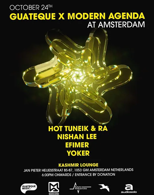 Guateque X Modern Agenda · Kashmir lounge, Amsterdam · Sat, 24 Oct 2026