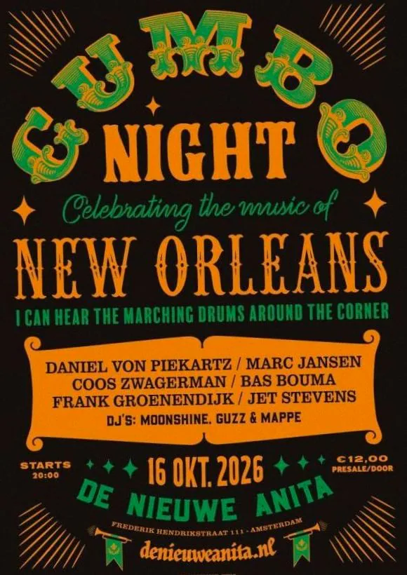 Gumbo Night · De Nieuwe Anita, Amsterdam · vr 16 okt 2026
