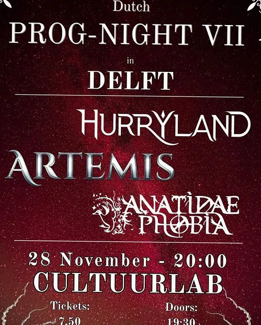Hurryland + Artemis + Anatidaephobia · Cultuurlab, Delft · za 28 nov 2026