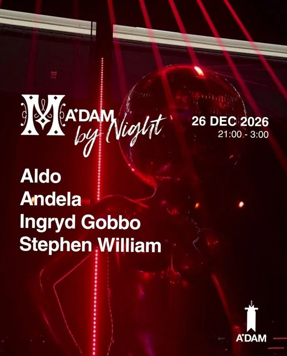 Madam by Night invites: OMT Records · Madam Amsterdam, Amsterdam · Sat, 26 Dec 2026