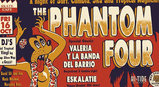 MAXIS MAXIMAAL / WAP SHOO WAP RECORDS W/ PHANTOM FOUR (LIVE), ESKALATIE (LIVE), ANNA SCHREIT, DJ DAVID 89', DJ GUZZ, JENS MERCEDES BENZ, VALERIA Y LA BANDA DEL BARRIO · Skatecafe, Amsterdam · vr 16 okt 2026