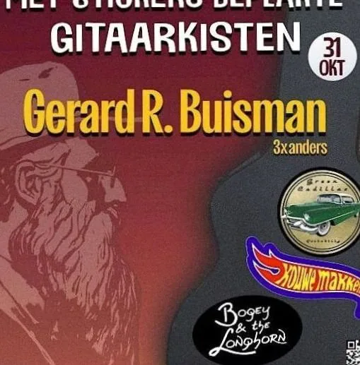 Met stickers beplakte gitaarkisten · Rabo Theater De Meenthe, Steenwijk · za 31 okt 2026