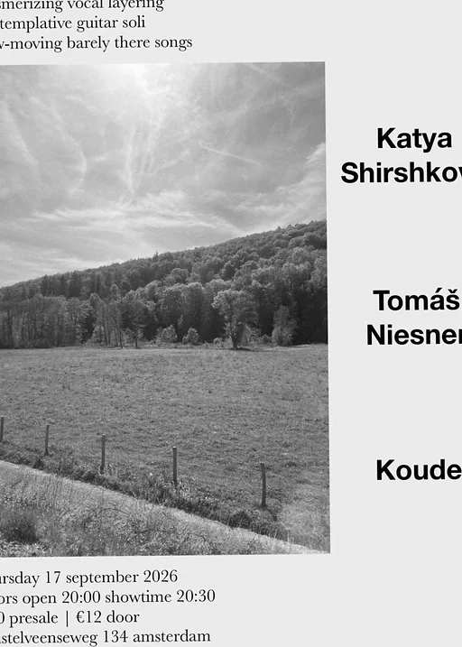 Minorie presents: KATYA SHIRSHKOVA (RU/FR) + Tomáš Niesner (CZ) + KOUDE · OCCII, Amsterdam · do 17 sep 2026