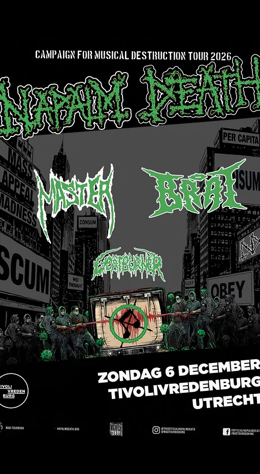 Napalm Death · TivoliVredenburg, Utrecht · zo 6 dec 2026