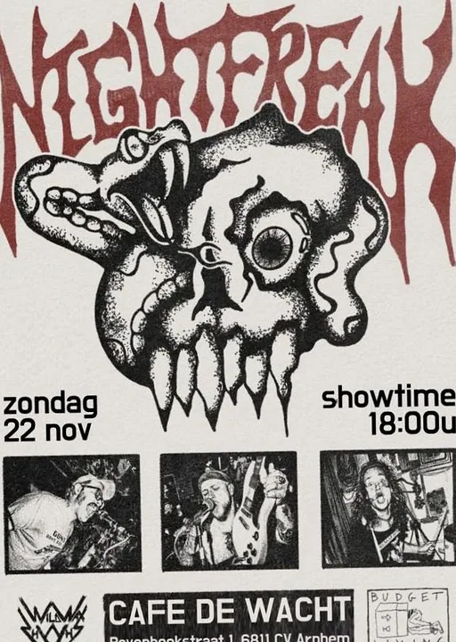 Nightfreak (USA) @ Cafe De Wacht · Willemeen, Arnhem · Sun, 22 Nov 2026