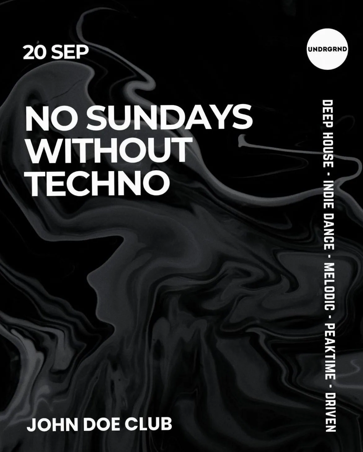 No Sunday Without Techno · Club John Doe, Amsterdam · Sun, 20 Sept 2026