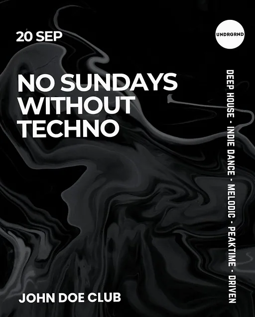 No Sunday Without Techno · Club John Doe, Amsterdam · zo 20 sep 2026