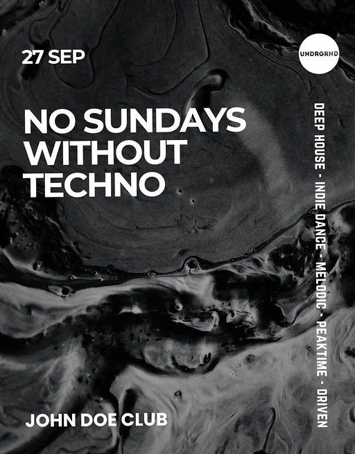 No Sunday Without Techno · Club John Doe, Amsterdam · zo 27 sep 2026