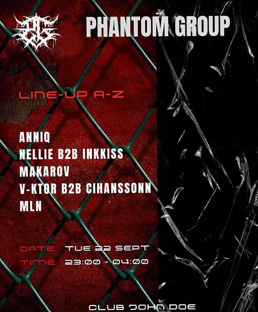 [PHANTOM GROUP] KLUBNACHT w Jøel · Club John Doe, Amsterdam · di 22 sep 2026