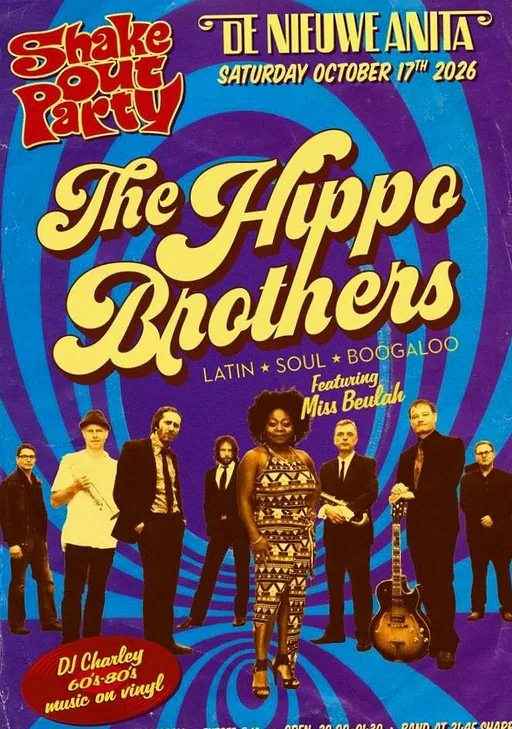 SHAKE-OUT Party: LIVE: Hippo Brothers feat. Miss Beulah · De Nieuwe Anita, Amsterdam · za 17 okt 2026