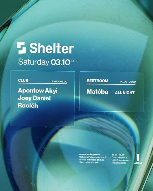 Shelter | Apontow Akyi, Joey Daniel, Rooléh & more · Shelter, Amsterdam · za 3 okt 2026