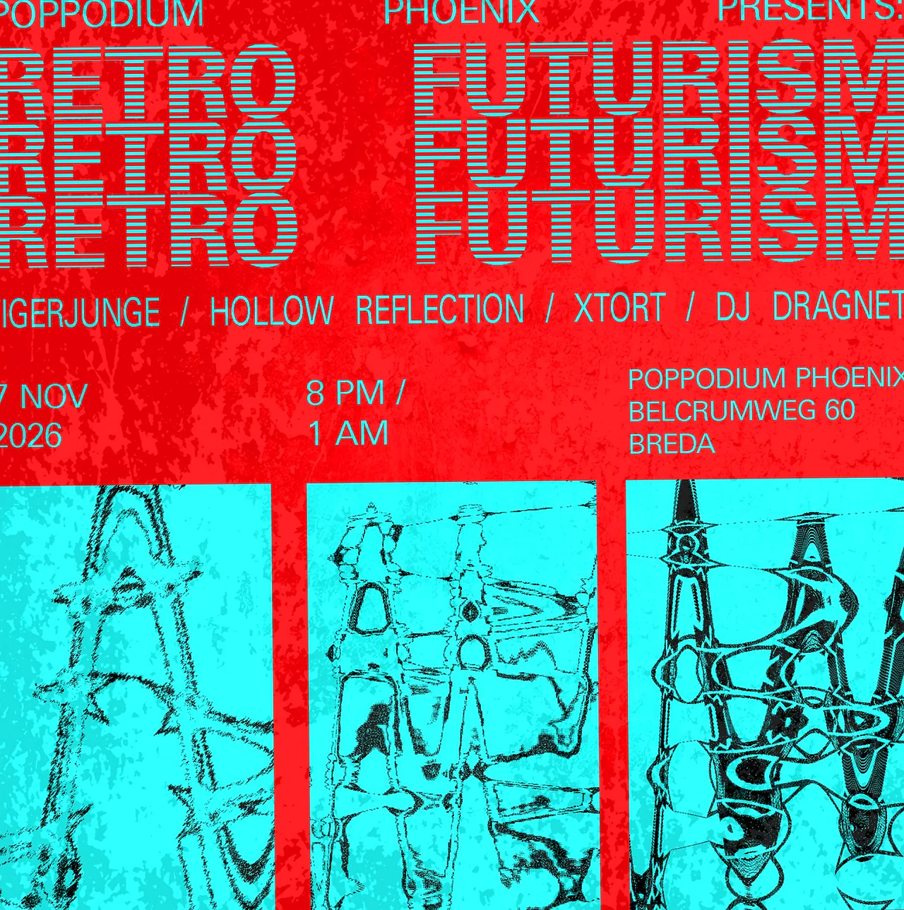 Tigerjunge (DE) + Hollow Reflection + XTORT + DJ Dragnet | Retro Futurism — achtergrondafbeelding