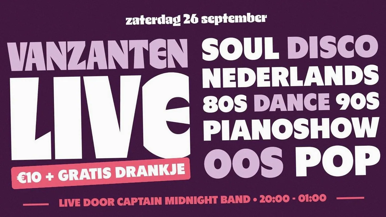 Vanzanten Live 2026 · Van Zantenhal, Nieuw Vennep · Sat, 26 Sept 2026
