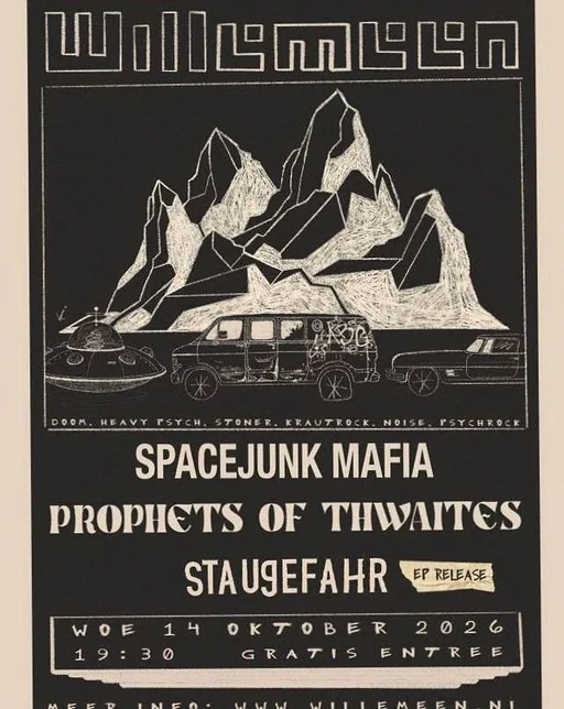 W1 Cafe: Spacejunk Mafia + Staugefahr + Prophets of Thwaites · Willemeen, Arnhem · wo 14 okt 2026